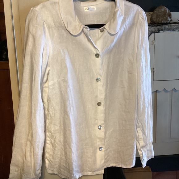 LINEN BLOUSE Son De Flor Classic similar Made in Lithuania - M - Picture 2 of 3